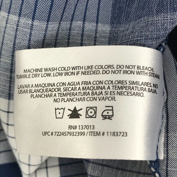 Orvis Button Up Shirt Men's Large Short Sleeve 100% Polyester Blue Plaid - Picture 9 of 9